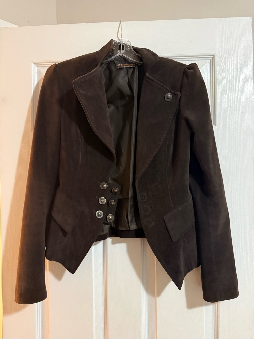Rinascimento Dark Brown Suede Military-Style Blazer